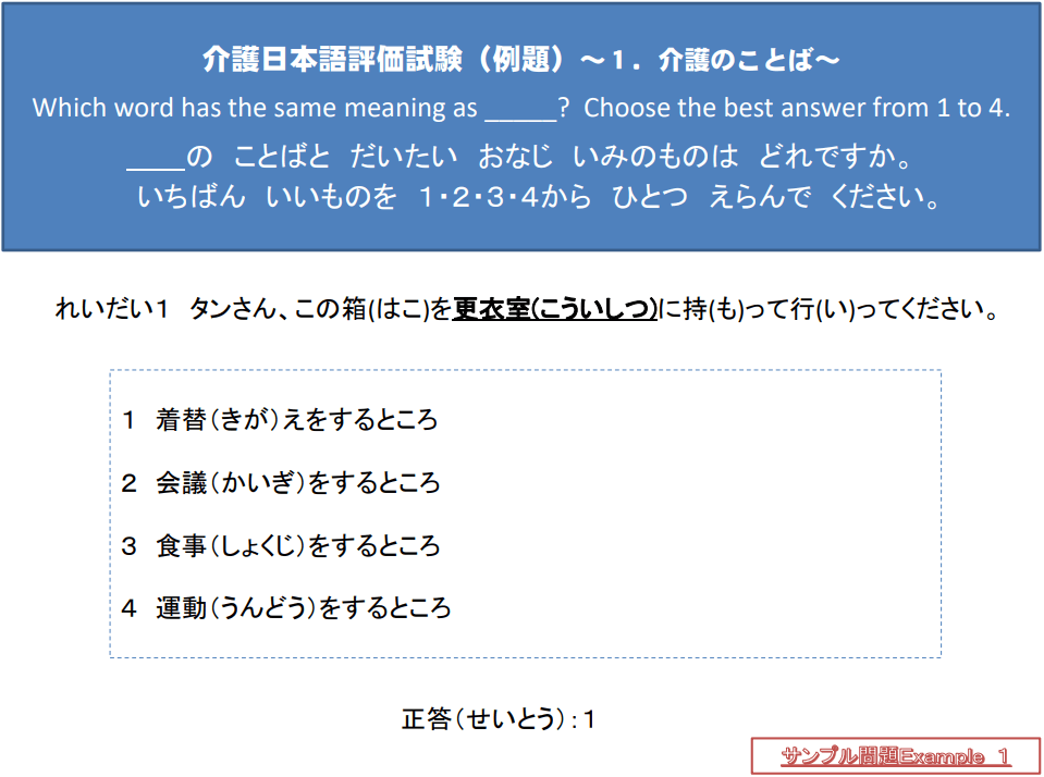 介護日本語評価試験（例題）